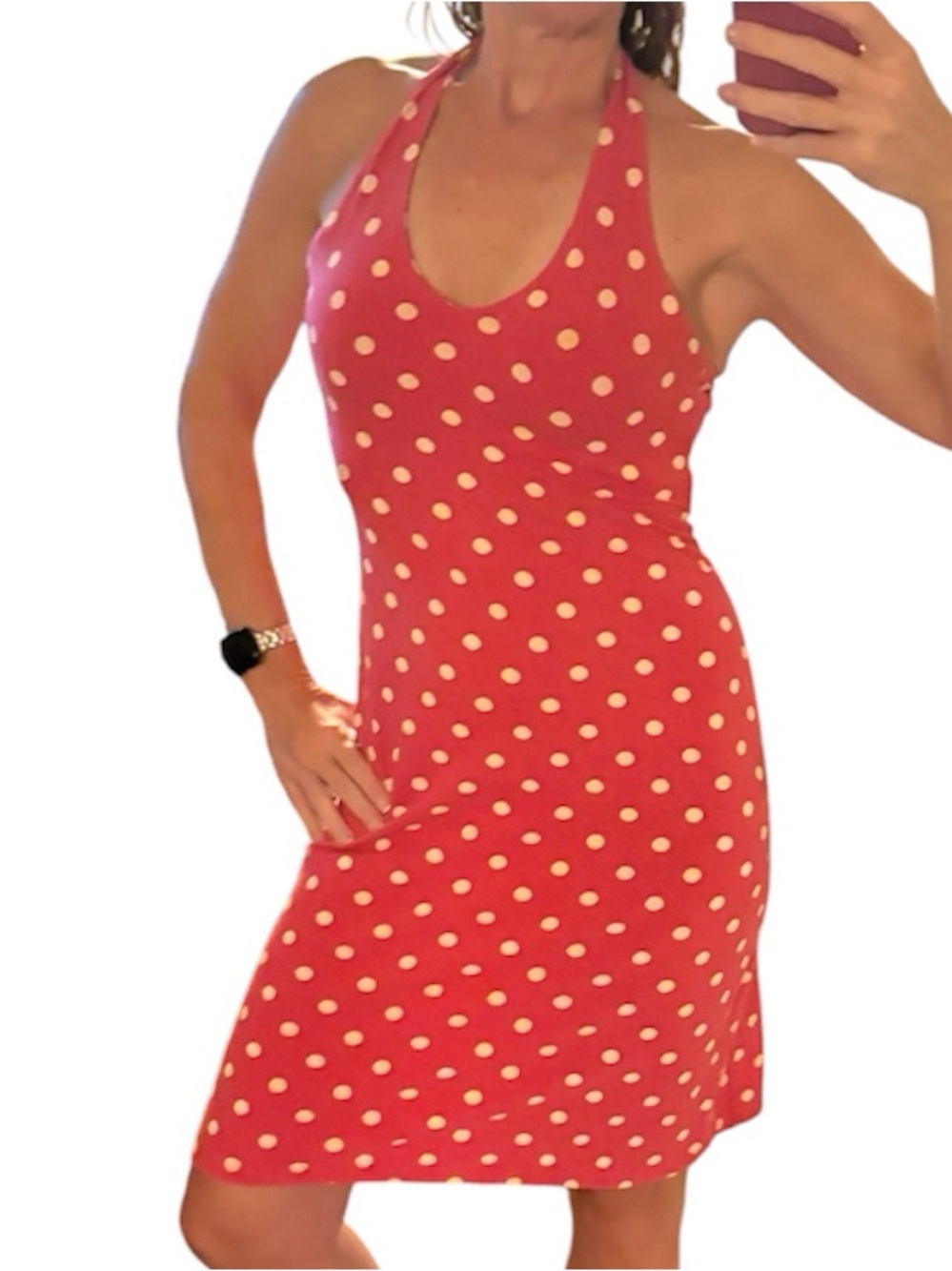 Boden Red Halter Polka Dot Dress